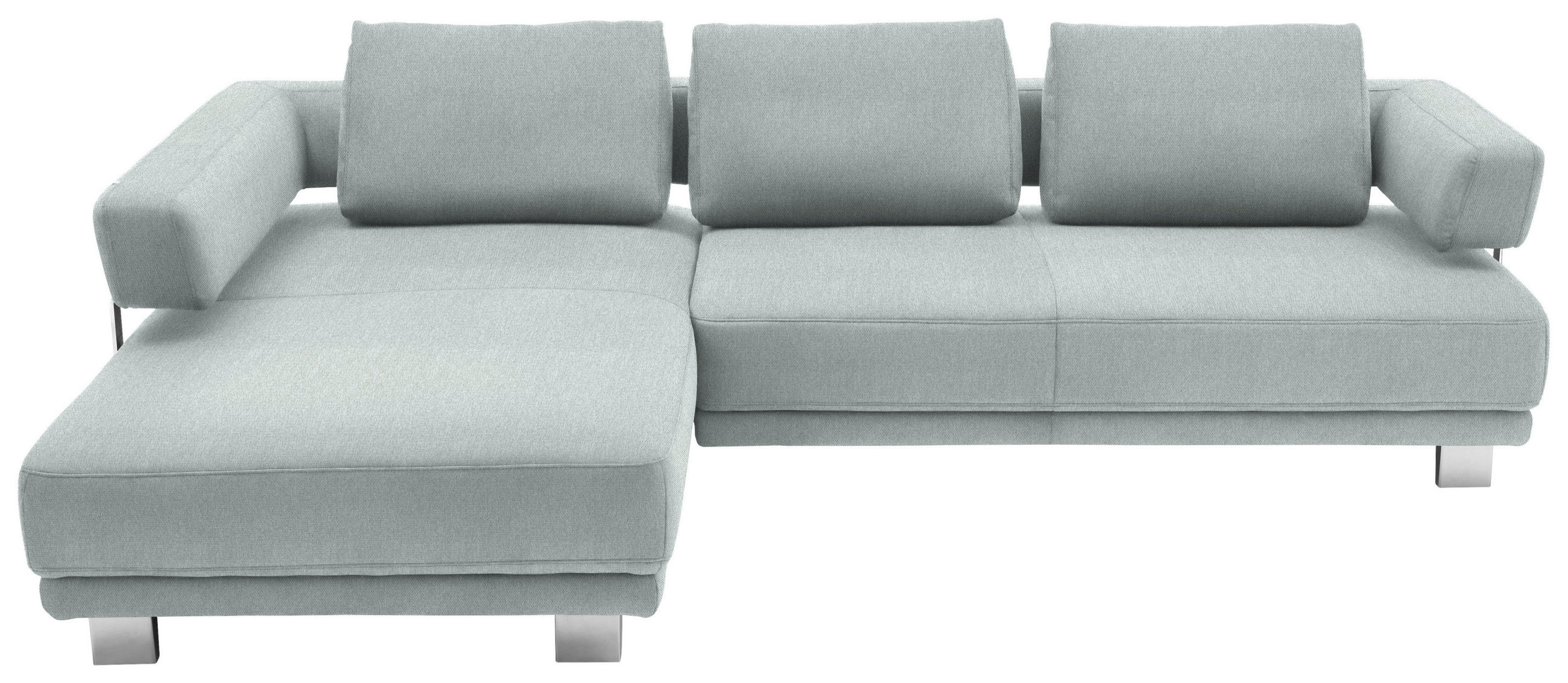 ECKSOFA Salbeigrün Chenille  - Chromfarben/Salbeigrün, Natur, Textil/Metall (214/297cm) - Valdera