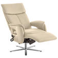 RELAXSESSEL in Leder Ecru  - Ecru/Edelstahlfarben, Design, Leder/Metall (70/124/85cm) - Cantus