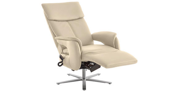 RELAXSESSEL in Leder Ecru - Ecru/Edelstahlfarben, Design, Leder/Metall (70/124/85cm) - Cantus