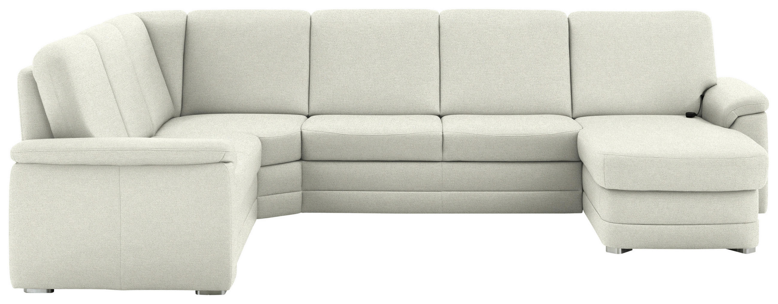 WOHNLANDSCHAFT Chenille Creme  - Creme/Alufarben, Konventionell, Holz/Textil (235/329/160cm) - Beldomo Comfort