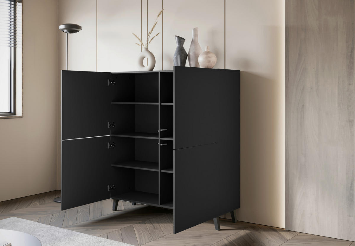 HIGHBOARD  in 120/128/39 cm  - Schwarz, Design, Holzwerkstoff/Kunststoff (120/128/39cm) - Livetastic