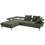 ECKSOFA Fino in Chenille Olivgrün  224/305 cm  - Schwarz/Olivgrün, Design, Textil/Metall (224/305cm) - Dieter Knoll