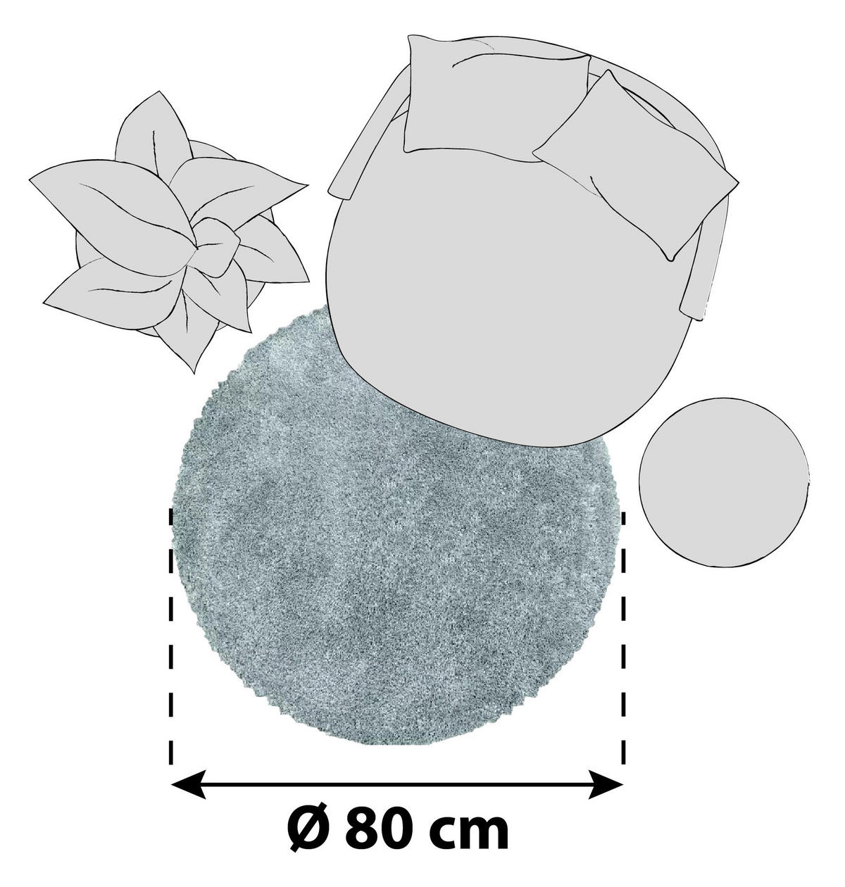 RYAMATTA 80 cm Fluffy 3500 Blau  - blå, Basics, textil (80cm)