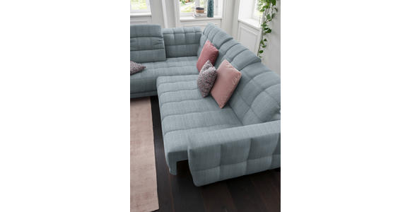 ECKSOFA in Webstoff Hellblau  - Schwarz/Hellblau, Design, Holz/Textil (216/302cm) - Xora