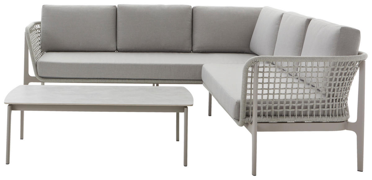 LOUNGE GARNITÚRA  239/229 cm   - Pezsgő/szürke, Design, textil/fém (239/229cm) - Amatio