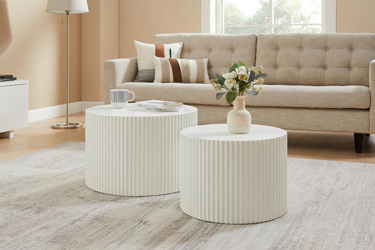 COUCHTISCHSET in Holzwerkstoff 60-48/60-48/40-35 cm  - Weiß, Design, Holzwerkstoff (60-48/60-48/40-35cm) - Livetastic