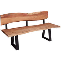 SITZBANK 180/86/60 cm Akaziefarben Akazie massiv Metall  - Schwarz/Akaziefarben, Design, Holz/Metall (180/86/60cm) - MID.YOU