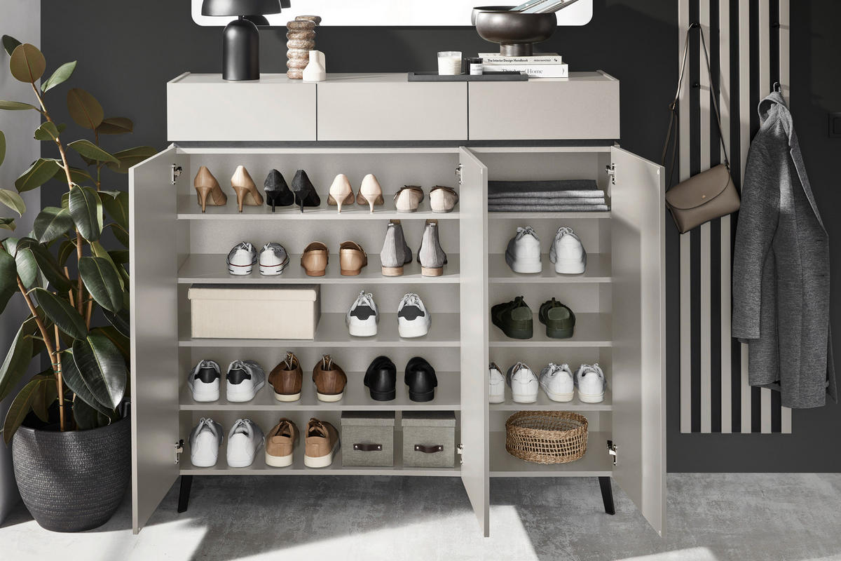 SCHUHSCHRANK Kaschmir  - Kaschmir/Schwarz, Design, Holzwerkstoff/Kunststoff (135/121/40cm) - Voleo