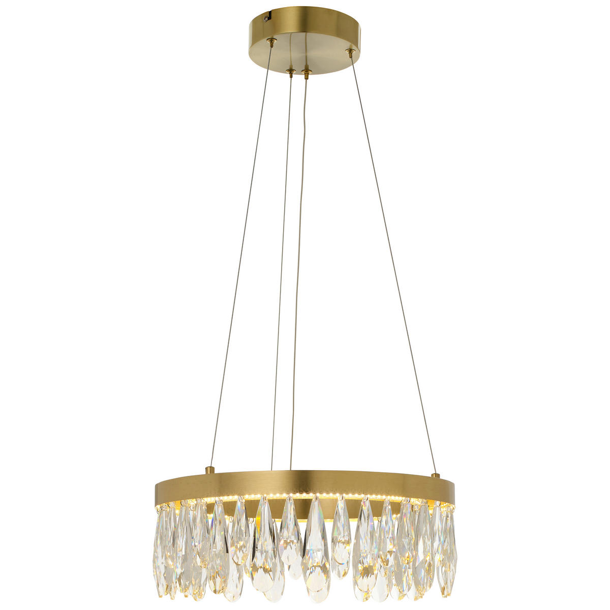 KRISTALL-HÄNGELEUCHTE 40/150 cm   - Messingfarben, KONVENTIONELL, Glas/Metall (40/150cm)
