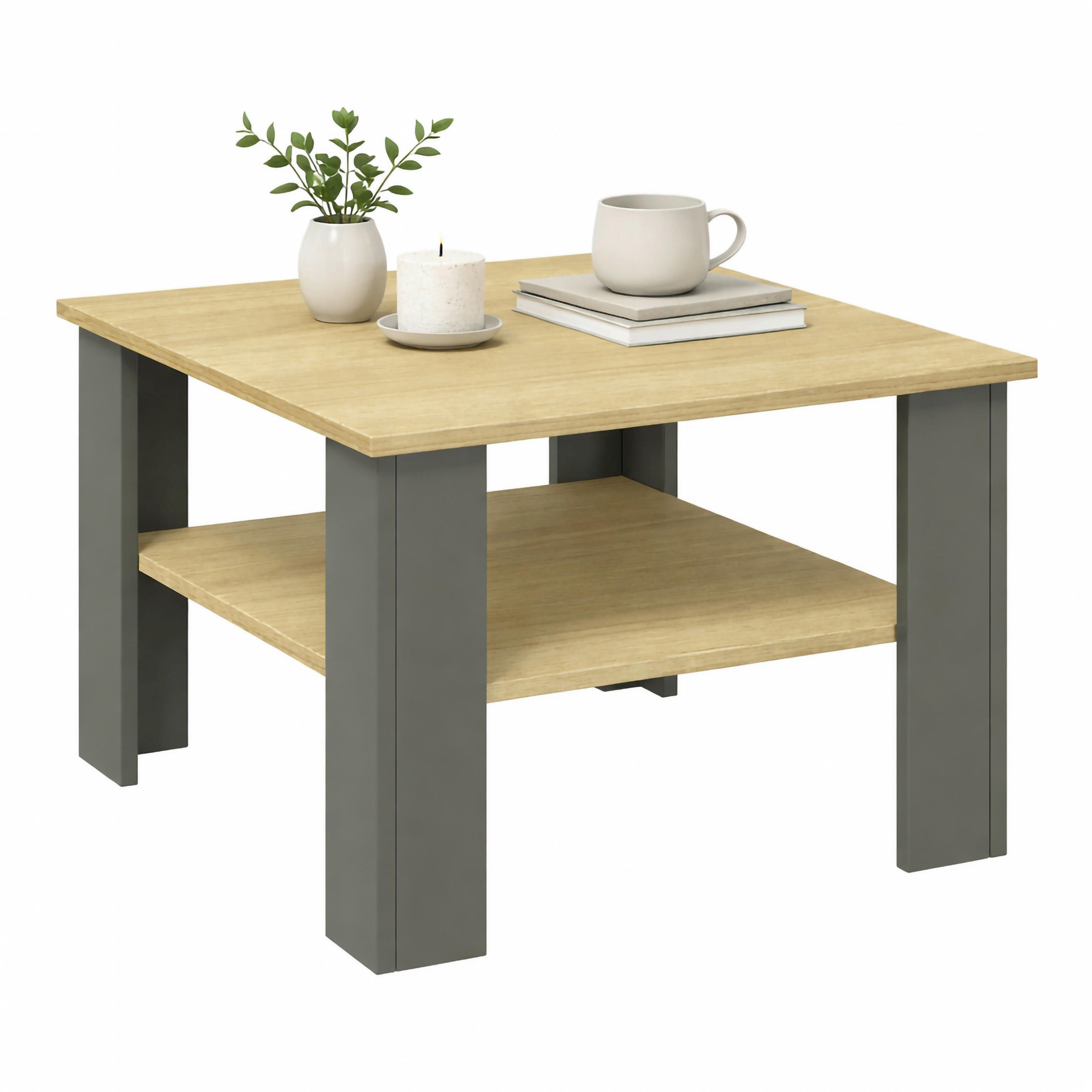 KONFERENČNÍ STOLEK, antracitová, medový dub, kompozitní dřevo, 55/55/44 cm - antracitová/medový dub, Design, kompozitní dřevo (55/55/44cm) - Livetastic