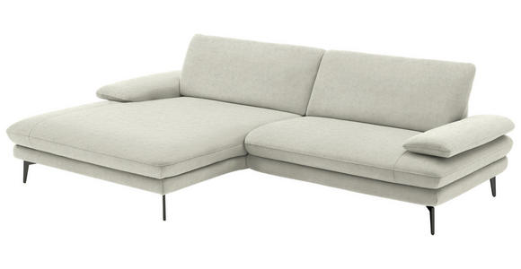 ECKSOFA in Velours Ecru 184/284 cm - Ecru/Schwarz, Design, Textil/Metall (184/284cm) - Dieter Knoll