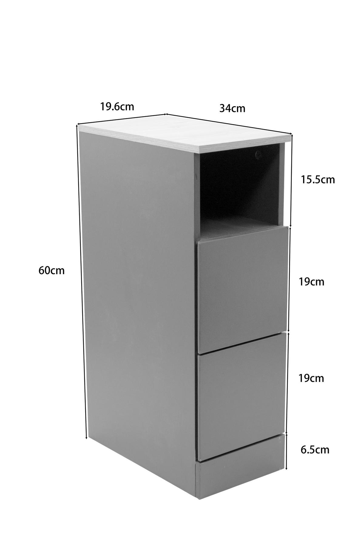NACHTSCHRANK 19,6/60/34 cm, Weiß, Eiche Artisan,  - Weiß/Eiche Artisan, Basics, Holzwerkstoff (19,6/60/34cm) - Boxxx