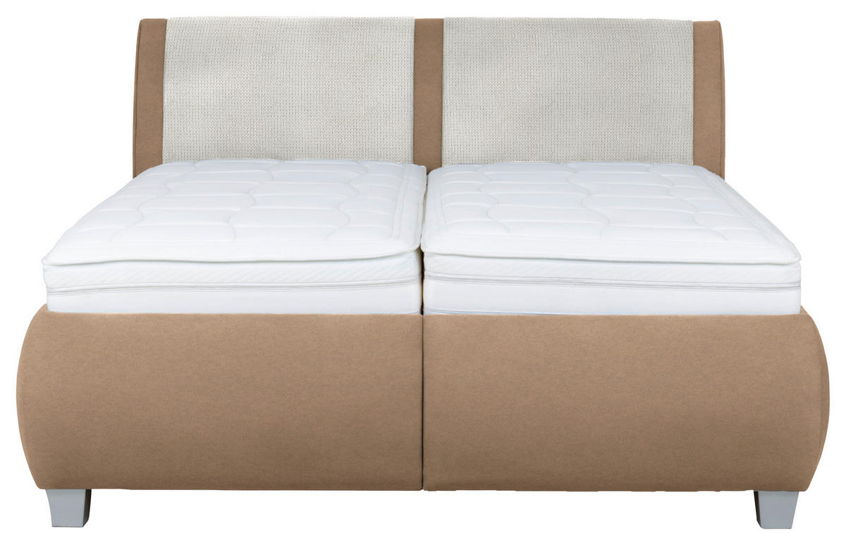 POLSTERBETT 180/200 cm  in Hellbraun  - Hellbraun/Weiss, Design, Holzwerkstoff/Kunststoff (180/200cm) - Beldomo - Sleep