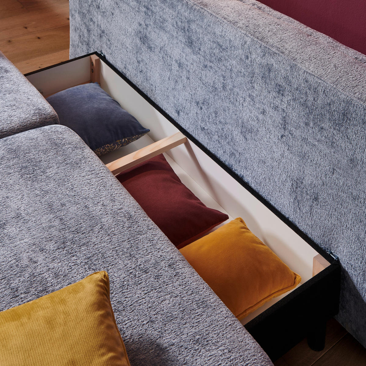 BOXSPRINGSOFA  mit Stoffauswahl Webstoff Blau  - Blau/Schwarz, Design, Textil/Metall (202/93/100cm) - Novel