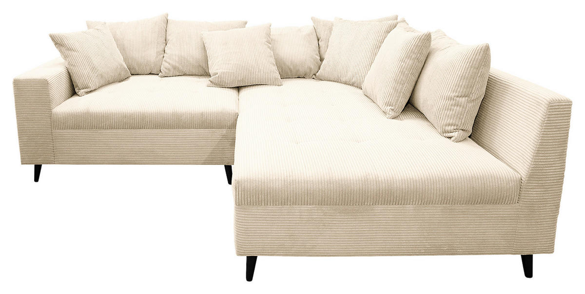 Ecksofa inkl. Hocker tekstil  krem   - crna/krem, Design, tekstil/drvo (247/174cm) - MID.YOU