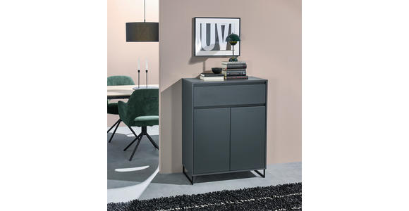 KOMMODE  in 80/103/38 cm  - Anthrazit/Schwarz, KONVENTIONELL, Holzwerkstoff/Metall (80/103/38cm) - Carryhome