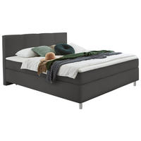 BOXSPRINGBETT 140/200 cm  in Anthrazit  - Chromfarben/Anthrazit, Konventionell, Kunststoff/Textil (140/200cm) - Hom`in