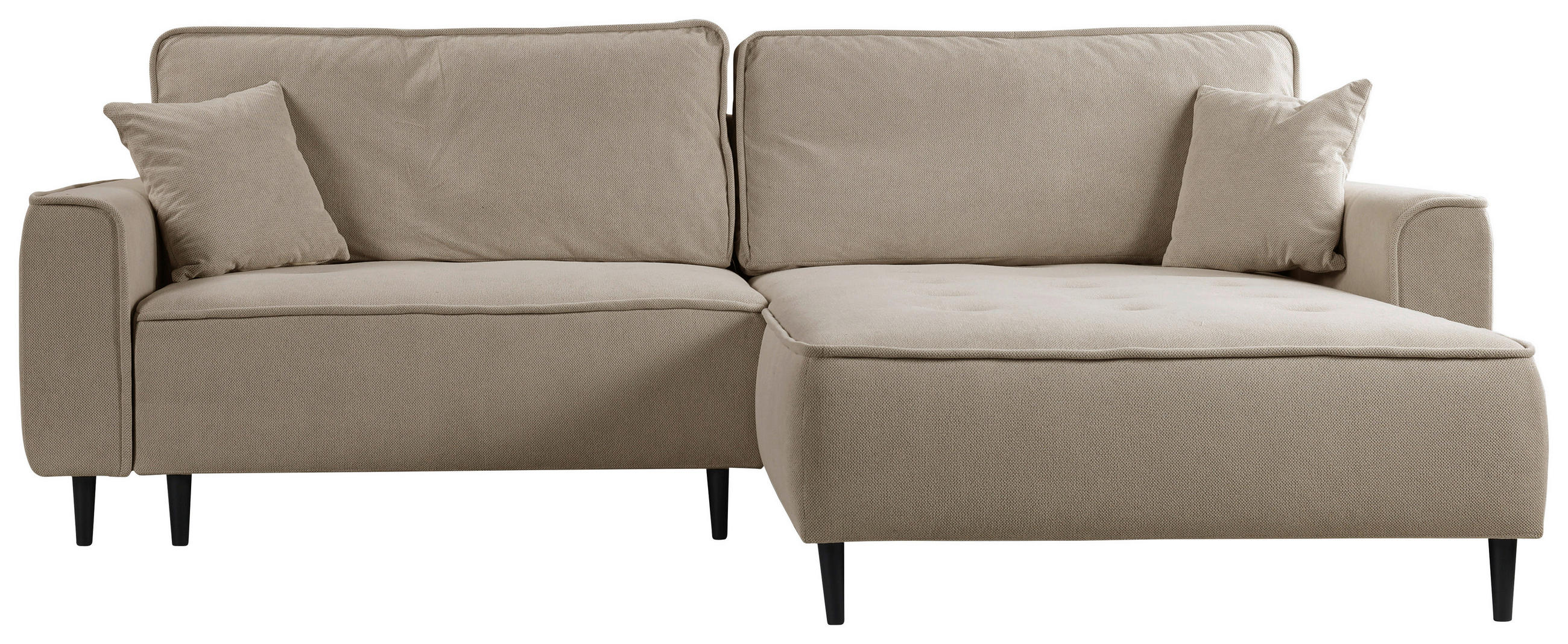 ECKSOFA Cappuccino Flachgewebe  - Schwarz/Cappuccino, Design, Holz/Textil (263/183cm) - MID.YOU