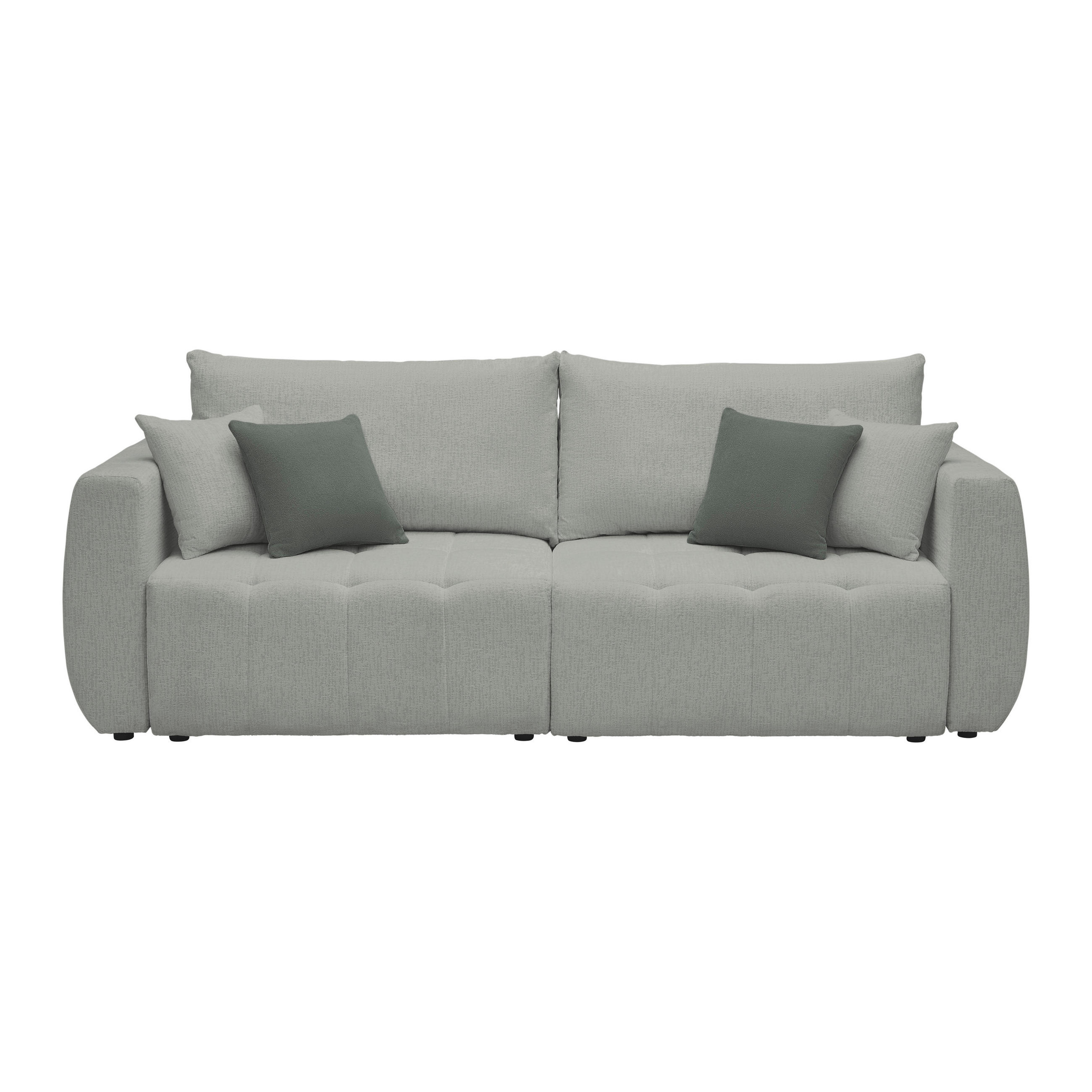 SCHLAFSOFA in Chenille, Jacquard Hellgrau  - Hellgrau/Schwarz, Kunststoff/Textil (245/74-90/104cm) - MID.YOU