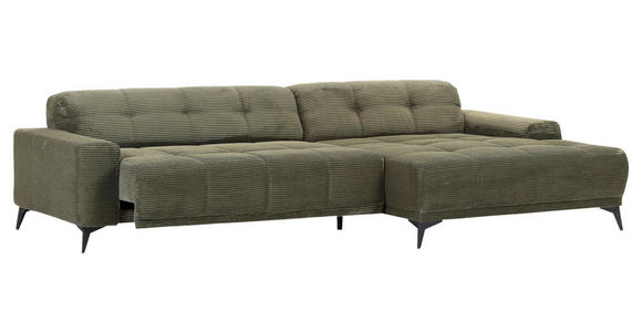 ECKSOFA in Cord Dunkelgrün  - Dunkelgrün/Schwarz, KONVENTIONELL, Textil/Metall (295/165cm) - Carryhome