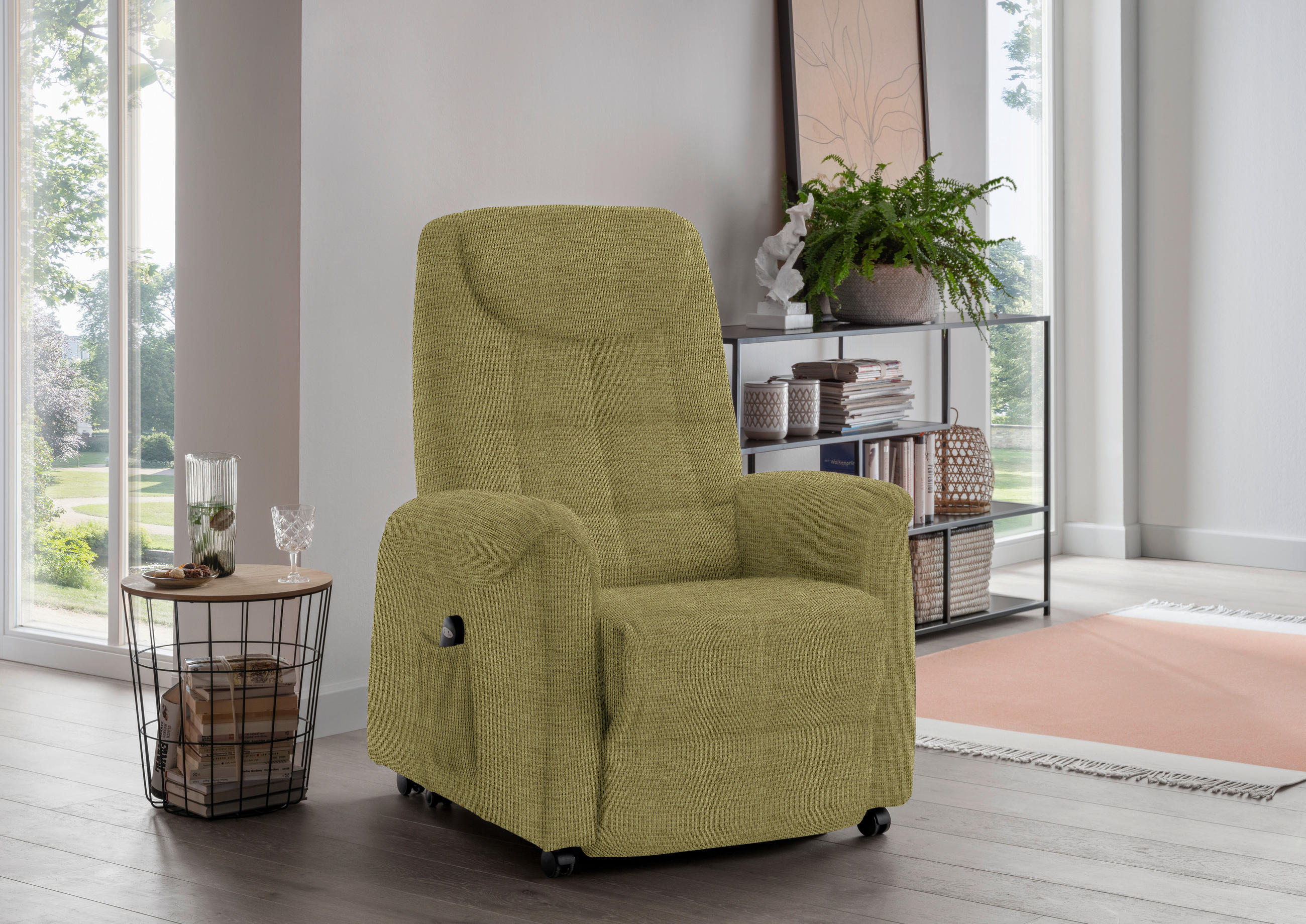 FERNSEHSESSEL  mit Relaxfunktion, Aufstehhilfe Mikrofaser Olivgrün  - Schwarz/Olivgrün, KONVENTIONELL, Kunststoff/Textil (83/113/92cm) - Xora