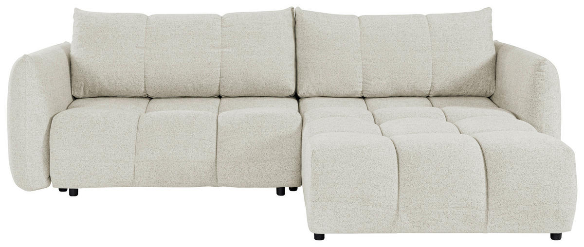 ECKSCHLAFSOFA Flachgewebe Beige  inkl.  - Beige/Schwarz, KONVENTIONELL, Kunststoff/Textil (273/188cm) - Livetastic