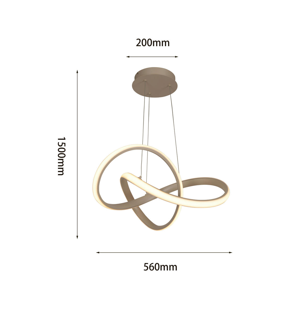 LED-HÄNGELEUCHTE Marling 64/150 cm  - Goldfarben/Schwarz, Design, Metall (64/150cm)