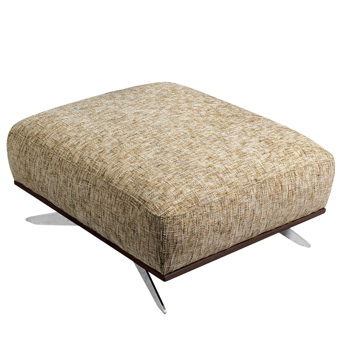 HOCKER PORTLAND Struktur Hellbraun  - Chromfarben/Hellbraun, Design, Holz/Textil (95/46/80cm) - Livetastic