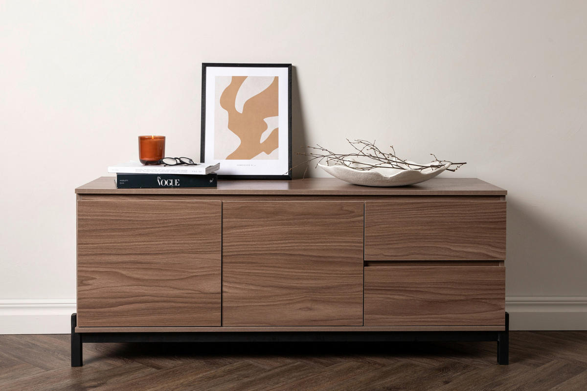 SIDEBOARD 135/56/40 cm  - Nussbaumfarben/Schwarz, Design, Holz/Holzwerkstoff (135/56/40cm) - Livetastic