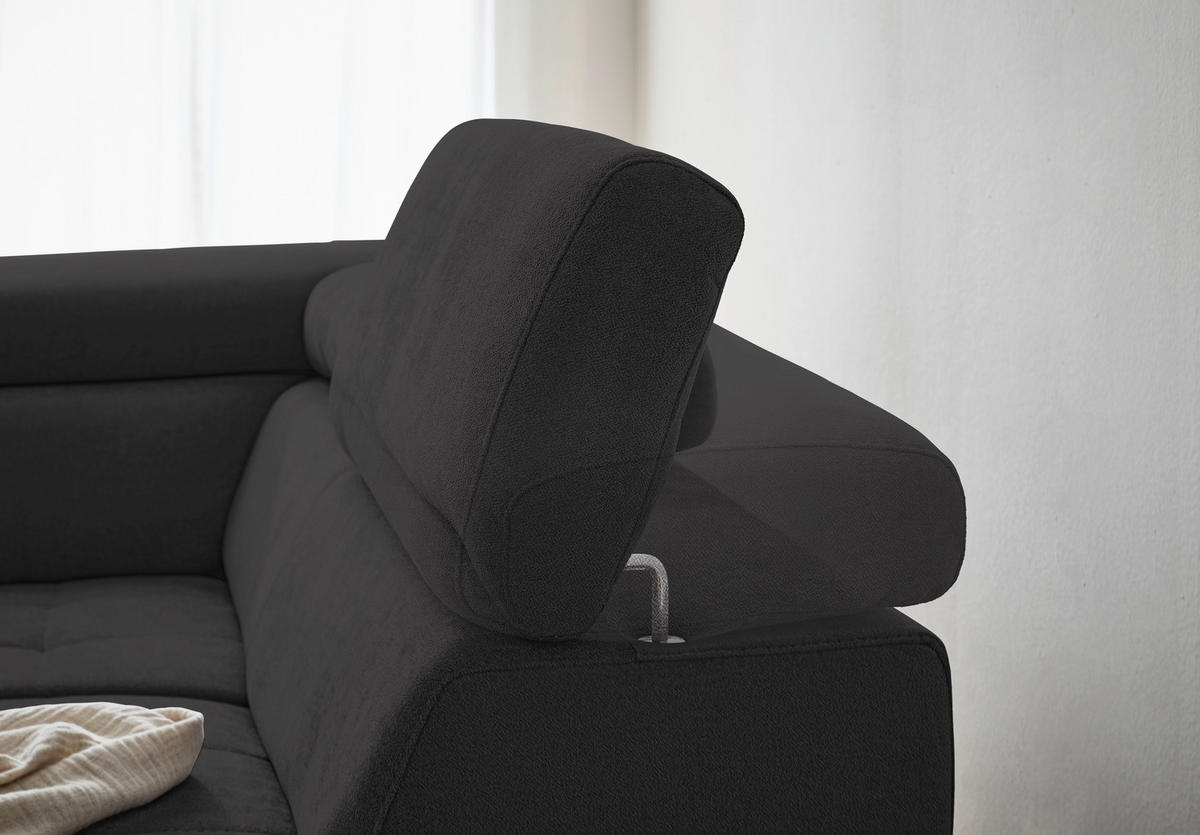 WOHNLANDSCHAFT Anthrazit Struktur  - Anthrazit/Schwarz, Design, Textil/Metall (177/327/203cm) - Stylife