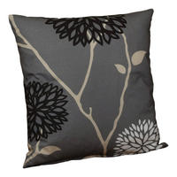ZIERKISSEN in Grau, Schwarz, Beige Blume 40/40 cm  - Beige/Schwarz, Design, Textil (40/40cm)