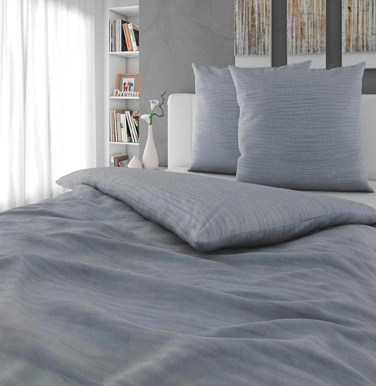 BETTWÄSCHE Musselin 200/200 cm  - Silberfarben, Textil (200/200cm) - Novel