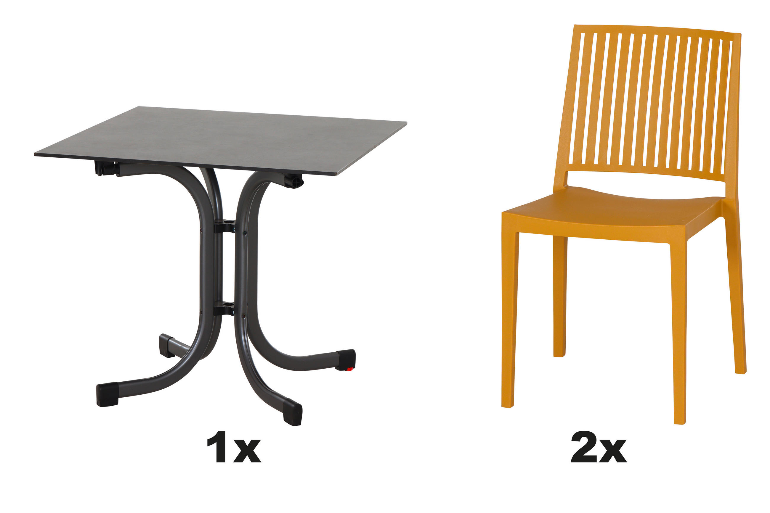 GARTENGARNITUR 3-teilig Stahl  - Anthrazit/Gelb, Basics, Kunststoff/Metall (80/80/80cm) - Siena Garden
