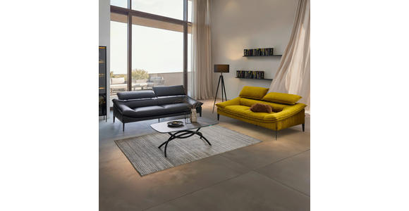 3-SITZER-SOFA Echtleder Schwarz  - Schwarz, Design, Leder/Metall (222/78/108cm) - Belluti