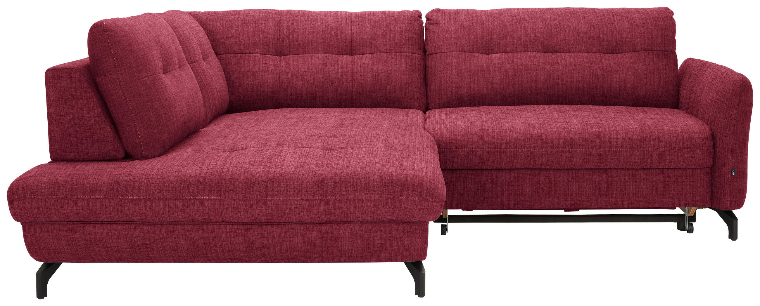 ECKSOFA in Flachgewebe, Leinenoptik Rot  - Rot/Schwarz, Design, Textil/Metall (208/247cm) - Xora