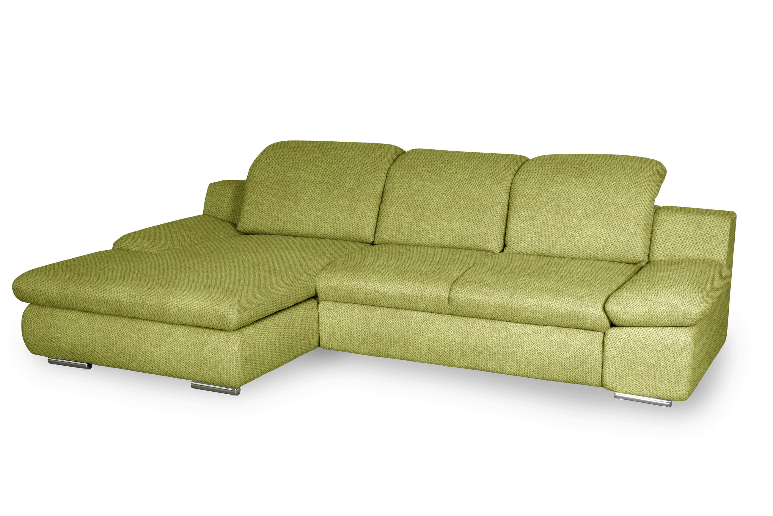 ECKSOFA in Chenille Grün  165/286 cm  - Chromfarben/Grün, Design, Textil/Metall (165/286cm) - Livetastic