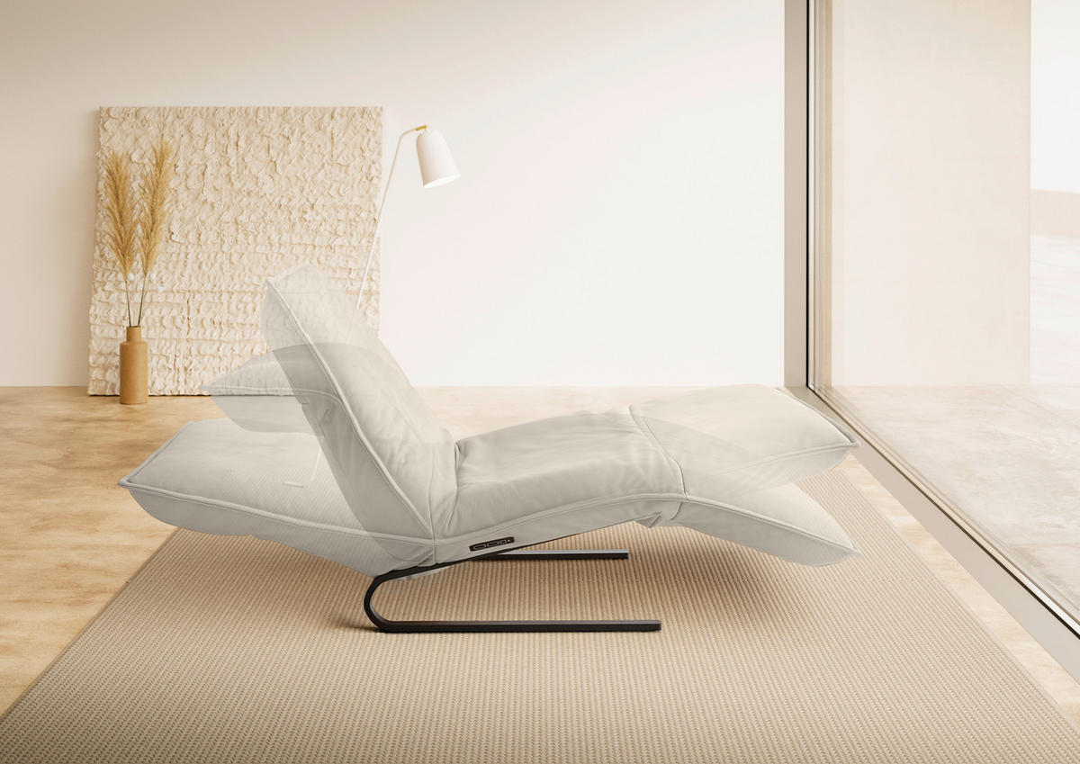 RELAXLIEGE Echtleder Beige  - Beige/Schwarz, Design, Leder/Metall (86/42-83/141-180cm) - Koinor