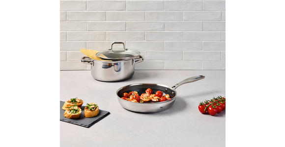 KOCHTOPFSET 3-teilig  - Klar/Edelstahlfarben, Basics, Glas/Metall - Homeware Profession.