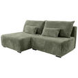 ECKSOFA in Cord Olivgrün  - Schwarz/Olivgrün, MODERN, Holz/Textil (145/210cm) - Carryhome