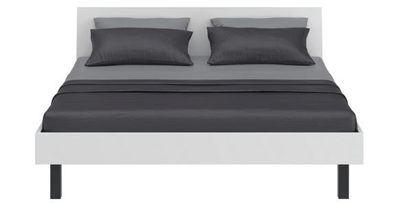BETT 180/200 cm,  in Weiß  - Schwarz/Weiß, Design, Metall (180/200cm) - Xora