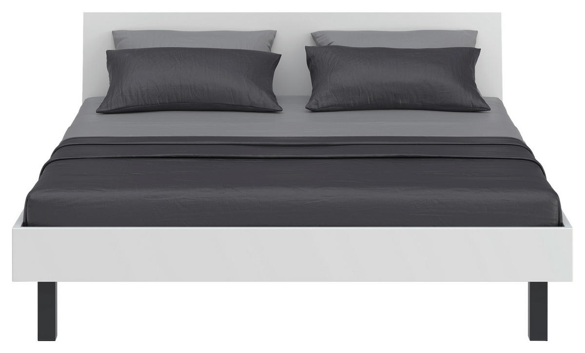 BETT 180/200 cm,  in Weiß  - Schwarz/Weiß, Design, Metall (180/200cm) - Xora