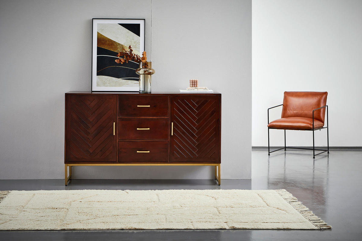 SIDEBOARD  in 145/85/40 cm  - Goldfarben/Walnussfarben, Natur, Holz/Metall (145/85/40cm) - MID.YOU