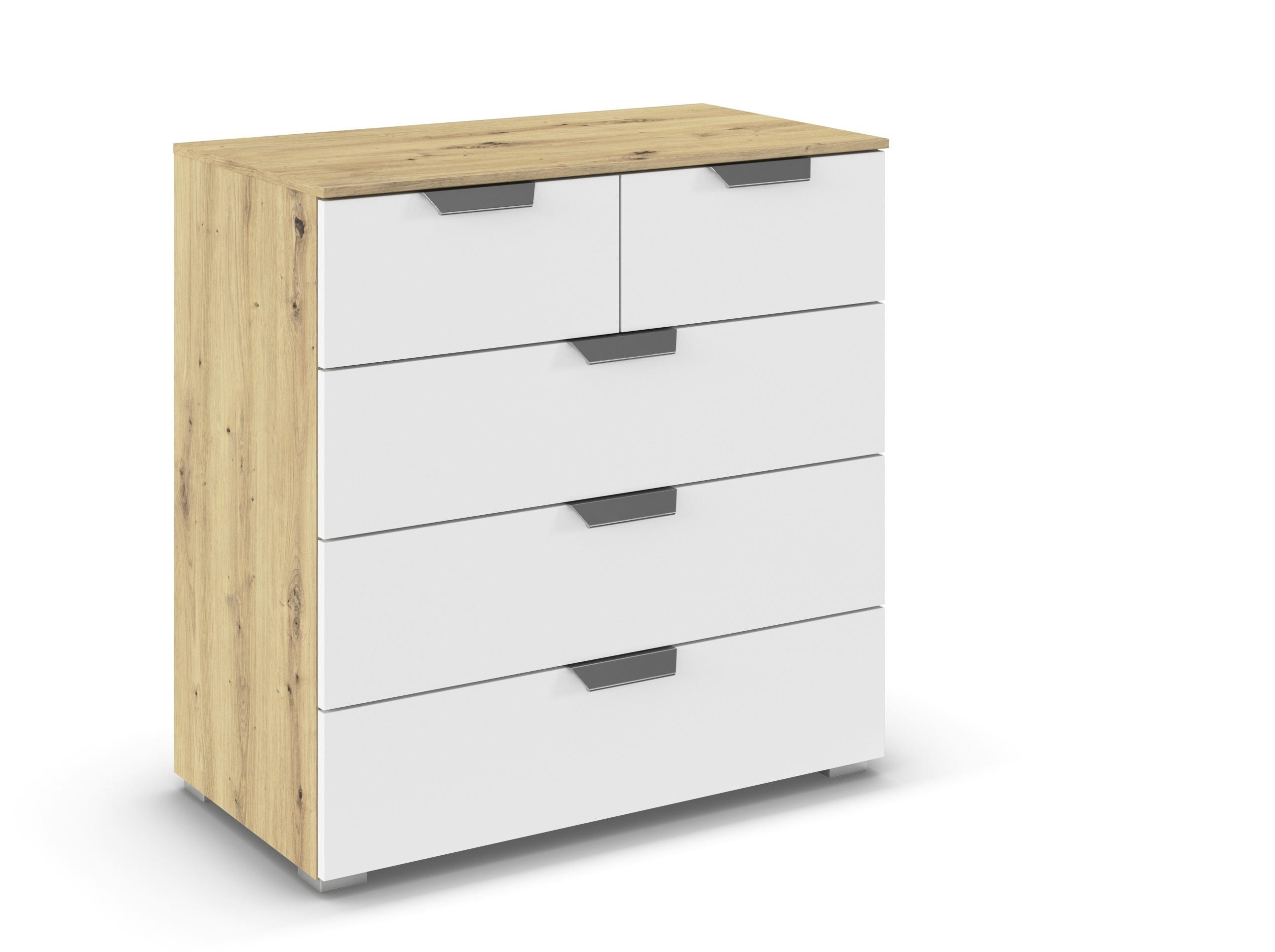 Carryhome Kommode Weiß, Eiche Artisan 80x81x42 cm