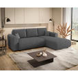 ECKSOFA inkl. Funktionen Dunkelgrau Cord  - Dunkelgrau/Schwarz, KONVENTIONELL, Kunststoff/Textil (260/200cm) - Xora