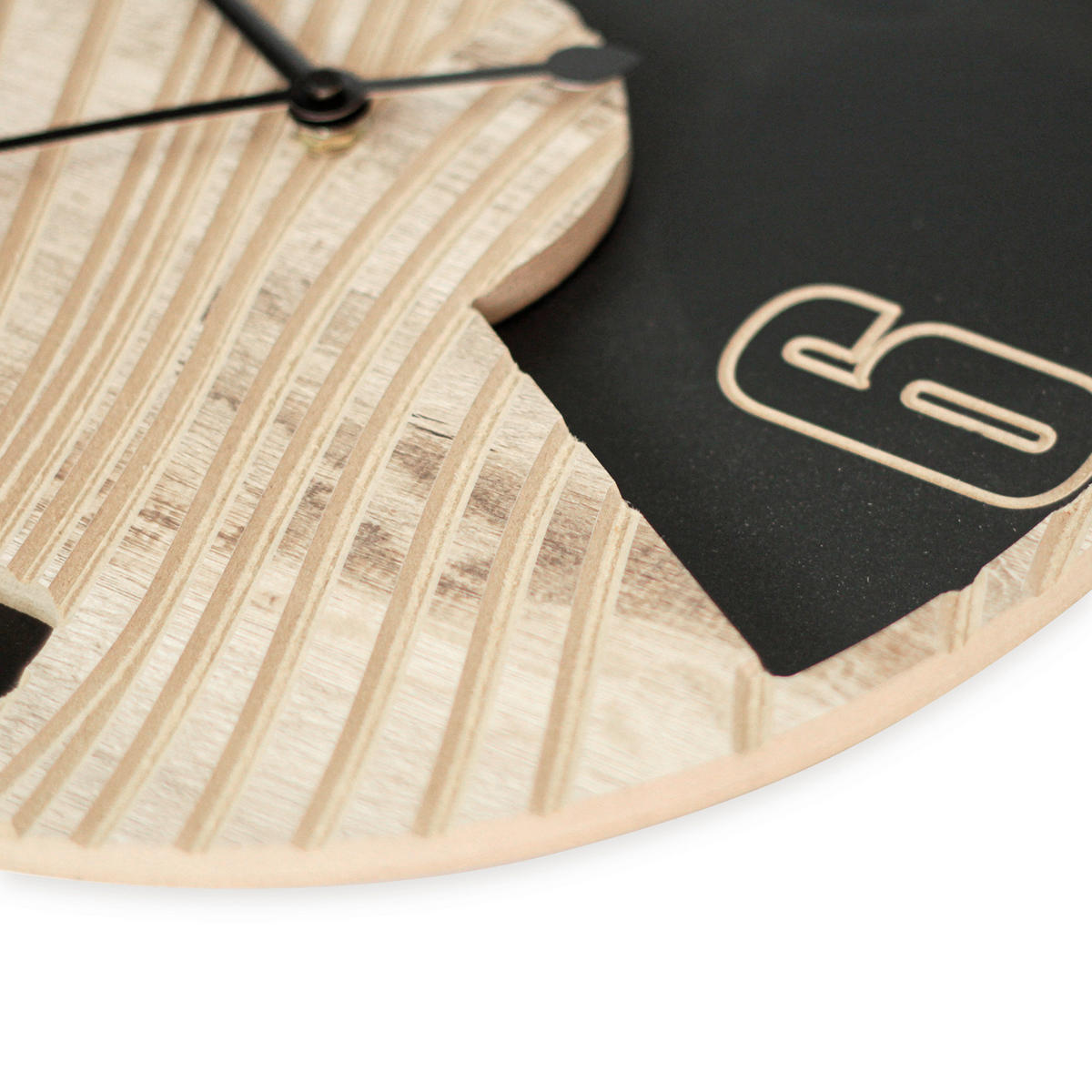 WANDUHR Schwarz, Eichefarben  - Eichefarben/Schwarz, Basics, Holz/Kunststoff (36cm)