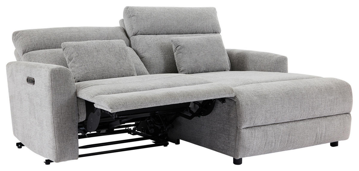 ECKSOFA Grau Webstoff  - Schwarz/Grau, Design, Kunststoff/Textil (212/101cm) - Carryhome