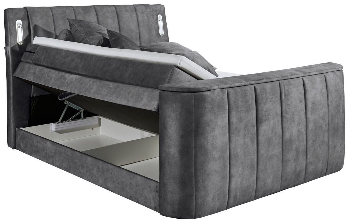 BOXSPRINGBETT 180/200 cm  in Anthrazit  - Anthrazit, MODERN, Holzwerkstoff/Kunststoff (180/200cm) - MID.YOU