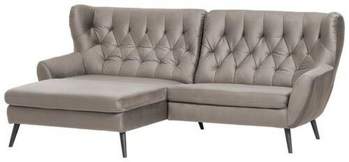 ECKSOFA  in Mikrofaser Taupe  165/237 cm  - Taupe/Schwarz, Design, Holz/Textil (165/237cm) - Stylife