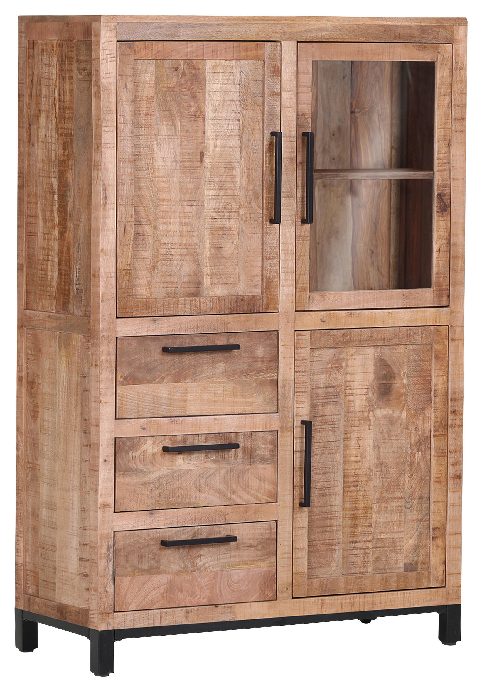 HIGHBOARD  in 95/145/40 cm  - Schwarz/Naturfarben, Design, Glas/Holz (95/145/40cm) - Landscape