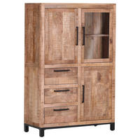 HIGHBOARD  in 95/145/40 cm  - Schwarz/Naturfarben, Design, Glas/Holz (95/145/40cm) - Landscape